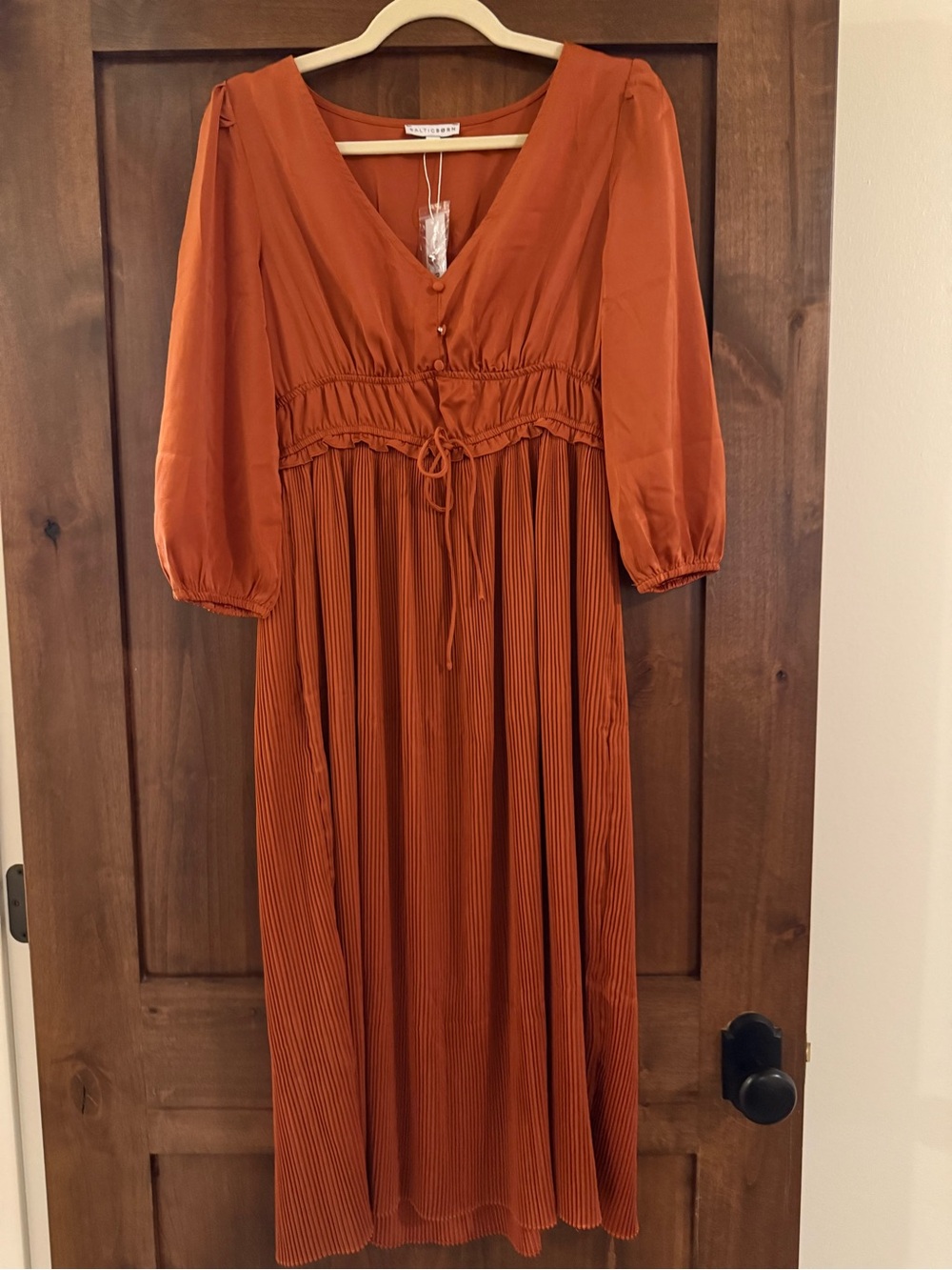 Baltic Born Rust Orange Pleated Maxi Dress